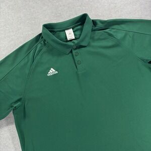 Adidas ClimaCool Mens XL Green Short Sleeve Golf Polo Shirt 3 Stripe 478639